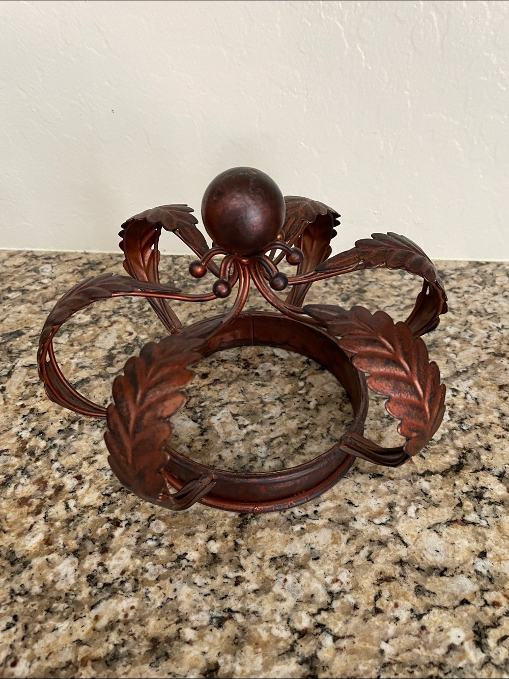 Decorative Metal Leaf Candle Ring - Copper Finish